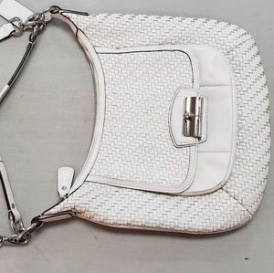 White leather Coach crossbody bag